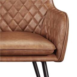 KORVIXA Set of 2 PU Leather Dining Chairs in Brown - Size: 0.6m2 - thumbnail 4