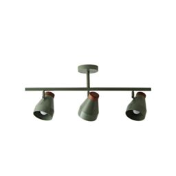 ValueLights Parker Gloss with Walnut Wood Dome Lamp Shade 3 Way Bar Ceiling Light in Pale Green - thumbnail 7