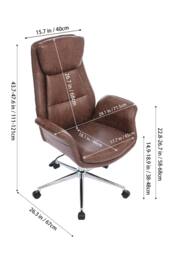 Living and Home Adjustable High Back PU Office Chair with Armrests in Brown - thumbnail 8