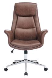 Living and Home Adjustable High Back PU Office Chair with Armrests in Brown - thumbnail 2