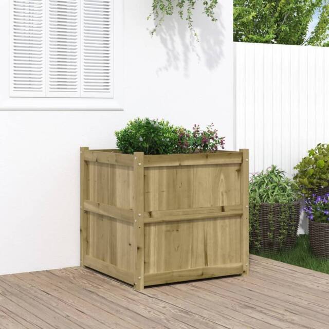 Berkfield Home Garden Planter 70x70x70 cm Impregnated Wood Pine in Brown - Size: 70 x 70 x 70 cm