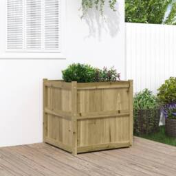 Berkfield Home Garden Planter 70x70x70 cm Impregnated Wood Pine in Brown - Size: 70 x 70 x 70 cm - thumbnail 1