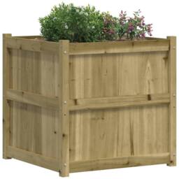 Berkfield Home Garden Planter 70x70x70 cm Impregnated Wood Pine in Brown - Size: 70 x 70 x 70 cm - thumbnail 4