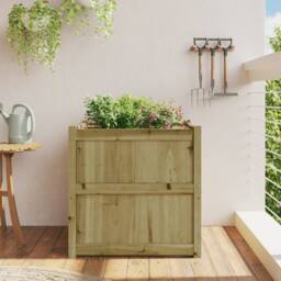 Berkfield Home Garden Planter 70x70x70 cm Impregnated Wood Pine in Brown - Size: 70 x 70 x 70 cm - thumbnail 3