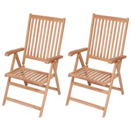 Berkfield Home Reclining Garden Chairs 2 pcs Solid Teak Wood in Brown - thumbnail 2