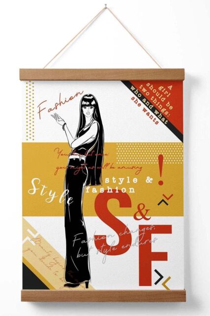 ARTZE Sketch Quotes Style & Fashion Framed Print SIZE: A3 with Oak Frame in Yellow - Size: A4 - image 1