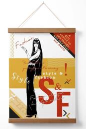 ARTZE Sketch Quotes Style & Fashion Framed Print SIZE: A3 with Oak Frame in Yellow - Size: A4