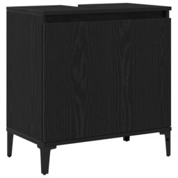 Berkfield Home Sink Cabinet Black Oak 58x33x60 cm Engineered Wood - Size: 58 x 33 x 60 cm - thumbnail 2