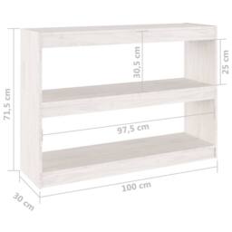 Berkfield Home Classic Book Cabinet Room Divider White 100x30x71.5 cm Pinewood - thumbnail 8