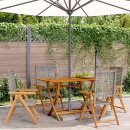 Berkfield Home Reclining Garden Chairs 4 pcs Grey Poly Rattan & Solid Wood - thumbnail 2