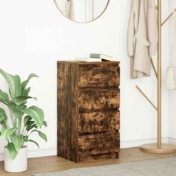 Berkfield Home Sideboard Smoked Oak 37.5x35x76 cm Engineered Wood in Brown - thumbnail 1