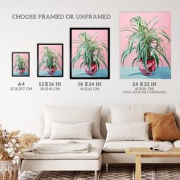 "Wee Blue Coo Wall Art Print Spider Plant Lover Pink Green Blue Living Room - Size: W18"" x H24""" - thumbnail 3