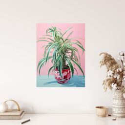 "Wee Blue Coo Wall Art Print Spider Plant Lover Pink Green Blue Living Room - Size: W18"" x H24""" - thumbnail 4