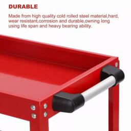 Dprodo Heavy Duty 3 Shelves Rolling Carts with Brake Wheels in Red - Size: 600mm - thumbnail 4