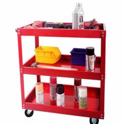 Dprodo Heavy Duty 3 Shelves Rolling Carts with Brake Wheels in Red - Size: 600mm - thumbnail 6