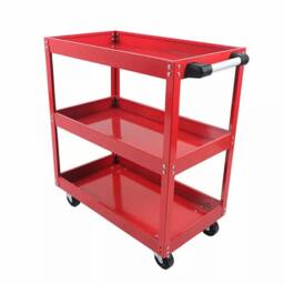 Dprodo Heavy Duty 3 Shelves Rolling Carts with Brake Wheels in Red - Size: 600mm