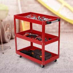 Dprodo Heavy Duty 3 Shelves Rolling Carts with Brake Wheels in Red - Size: 600mm - thumbnail 9