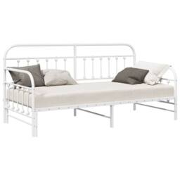 Berkfield Home White Daybed Frame with Trundle White 90x200 cm Steel