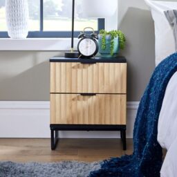 Home Source Modern Black Wood Bedside Cabinet Drawers Bedroom Table Organiser - thumbnail 2