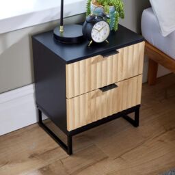 Home Source Modern Black Wood Bedside Cabinet Drawers Bedroom Table Organiser - thumbnail 4