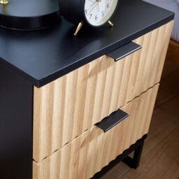 Home Source Modern Black Wood Bedside Cabinet Drawers Bedroom Table Organiser - thumbnail 5