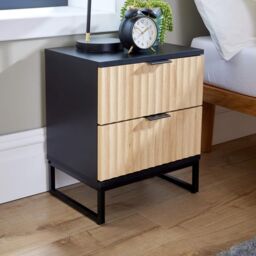 Home Source Modern Black Wood Bedside Cabinet Drawers Bedroom Table Organiser - thumbnail 1