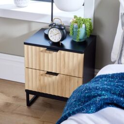 Home Source Modern Black Wood Bedside Cabinet Drawers Bedroom Table Organiser - thumbnail 3