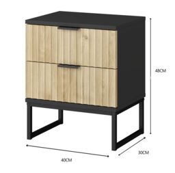 Home Source Modern Black Wood Bedside Cabinet Drawers Bedroom Table Organiser - thumbnail 9