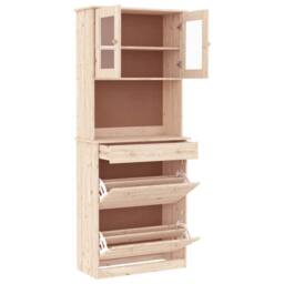 Berkfield Home Highboard ALTA 77x35x188 cm Solid Wood Pine in Natural - Size: 77 x 35 x 188 cm - thumbnail 6