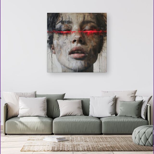 Warren Reed - Designer Abstract Face In Motion Canvas - Size: w40 inch x h40 inch - image 1