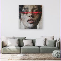 Warren Reed - Designer Abstract Face In Motion Canvas - Size: w40 inch x h40 inch - thumbnail 1