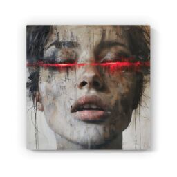 Warren Reed - Designer Abstract Face In Motion Canvas - Size: w40 inch x h40 inch - thumbnail 2
