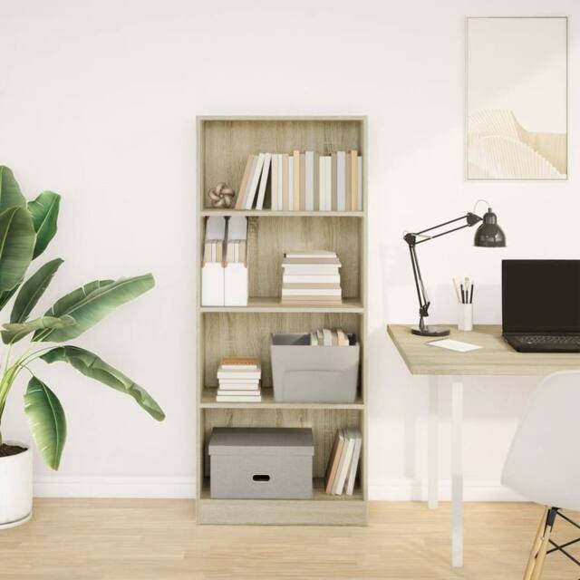 Berkfield Home Decorative Bookcase Sonoma Oak 60x24x143 cm Engineered Wood in Light Tan - Size: 60 x 24 x 143 cm - image 1