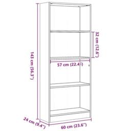 Berkfield Home Decorative Bookcase Sonoma Oak 60x24x143 cm Engineered Wood in Light Tan - Size: 60 x 24 x 143 cm - thumbnail 9