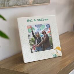 Personalised Memento Company Women's Personalised Puddle Duck Ceramic 4x4 Frame in Beige - thumbnail 5