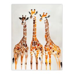 "Artery8 Group of Giraffes Bright Watercolour Safari Wall Art Print in Brown - Size: W12"" x H16""" - thumbnail 1