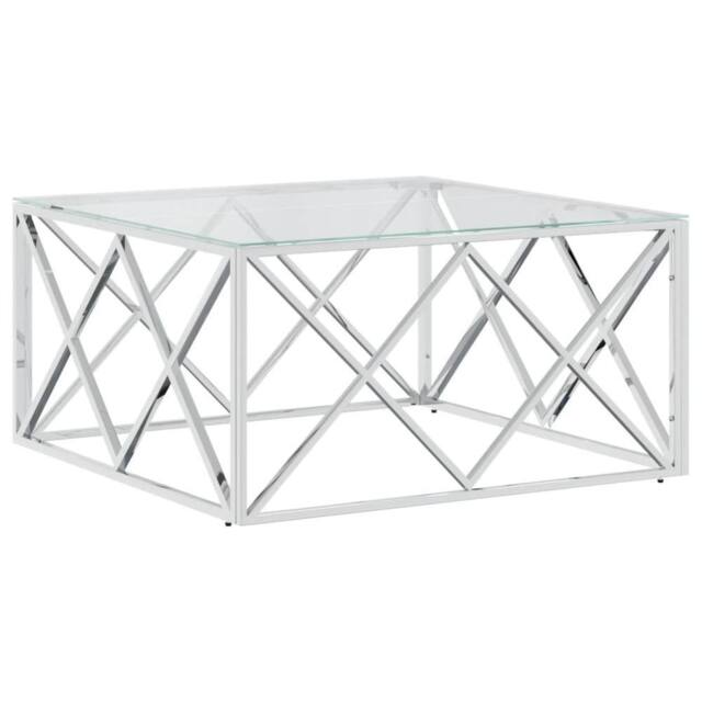 Berkfield Home Coffee Table 80x80x40 cm Stainless Steel & Glass in Silver - Size: 80 x 80 x 40 cm - image 1