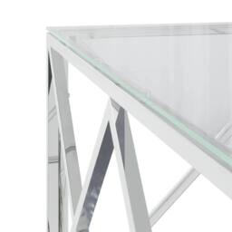 Berkfield Home Coffee Table 80x80x40 cm Stainless Steel & Glass in Silver - Size: 80 x 80 x 40 cm - thumbnail 5