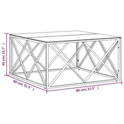 Berkfield Home Coffee Table 80x80x40 cm Stainless Steel & Glass in Silver - Size: 80 x 80 x 40 cm - thumbnail 6