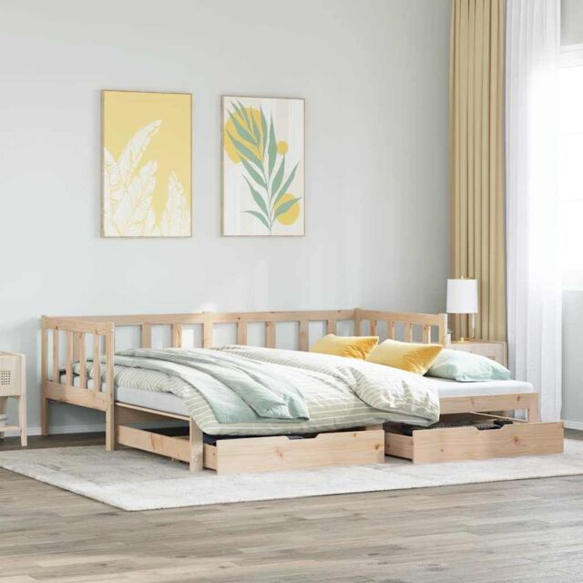 Berkfield Home Daybed with Trundle & Drawers without Mattress 80x200 cm in Brown - image 1