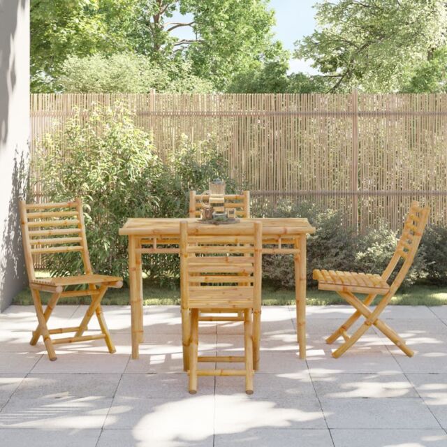 Berkfield Home 5 Piece Garden Dining Set Bamboo in Brown - image 1