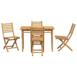 Berkfield Home 5 Piece Garden Dining Set Bamboo in Brown - thumbnail 3