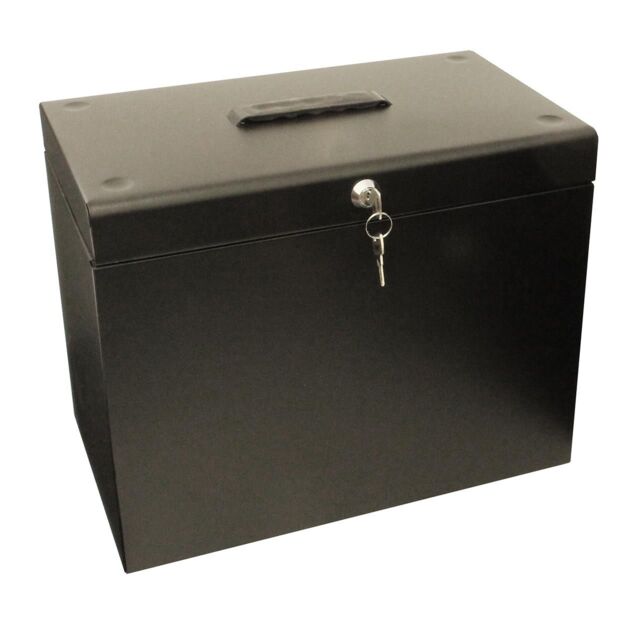 mysmartbuy Metal Lockable A4 File Box with 5 Suspension Files in Black - image 1
