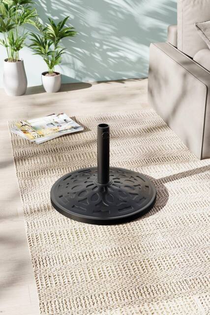 H&O Direct Resin Outdoor Parasol Stand Heavy Duty Umbrella Base in Black - image 1