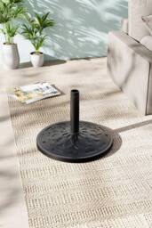 H&O Direct Resin Outdoor Parasol Stand Heavy Duty Umbrella Base in Black - thumbnail 1
