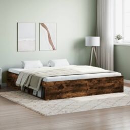 Berkfield Home Bed Frame Smoked Oak 180x200 cm Super King Size in Brown - thumbnail 1