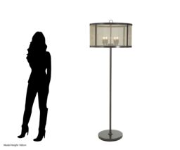 Orsina Blue & White Ceramic Table Lamp, Geometric Diamond Pattern Base With Grey Linen Shade, Boutique Lighting - thumbnail 2
