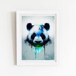 "Warren Reed - Designer Panda Face Splashart Light Background Framed Art Print in White - Size: W12"" x H16""" - thumbnail 2
