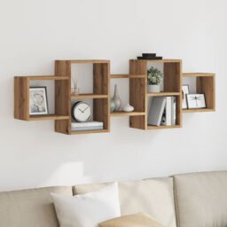 Berkfield Home Wall Shelf Artisian Oak 129x18x42 cm Engineered Wood in Brown - Size: 129 x 18 x 42 cm - thumbnail 1