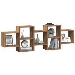 Berkfield Home Wall Shelf Artisian Oak 129x18x42 cm Engineered Wood in Brown - Size: 129 x 18 x 42 cm - thumbnail 3